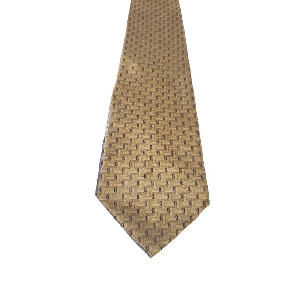 Arrow Geometric Tan Brown Neck Tie Mens 100% Imported Silk Made in USA